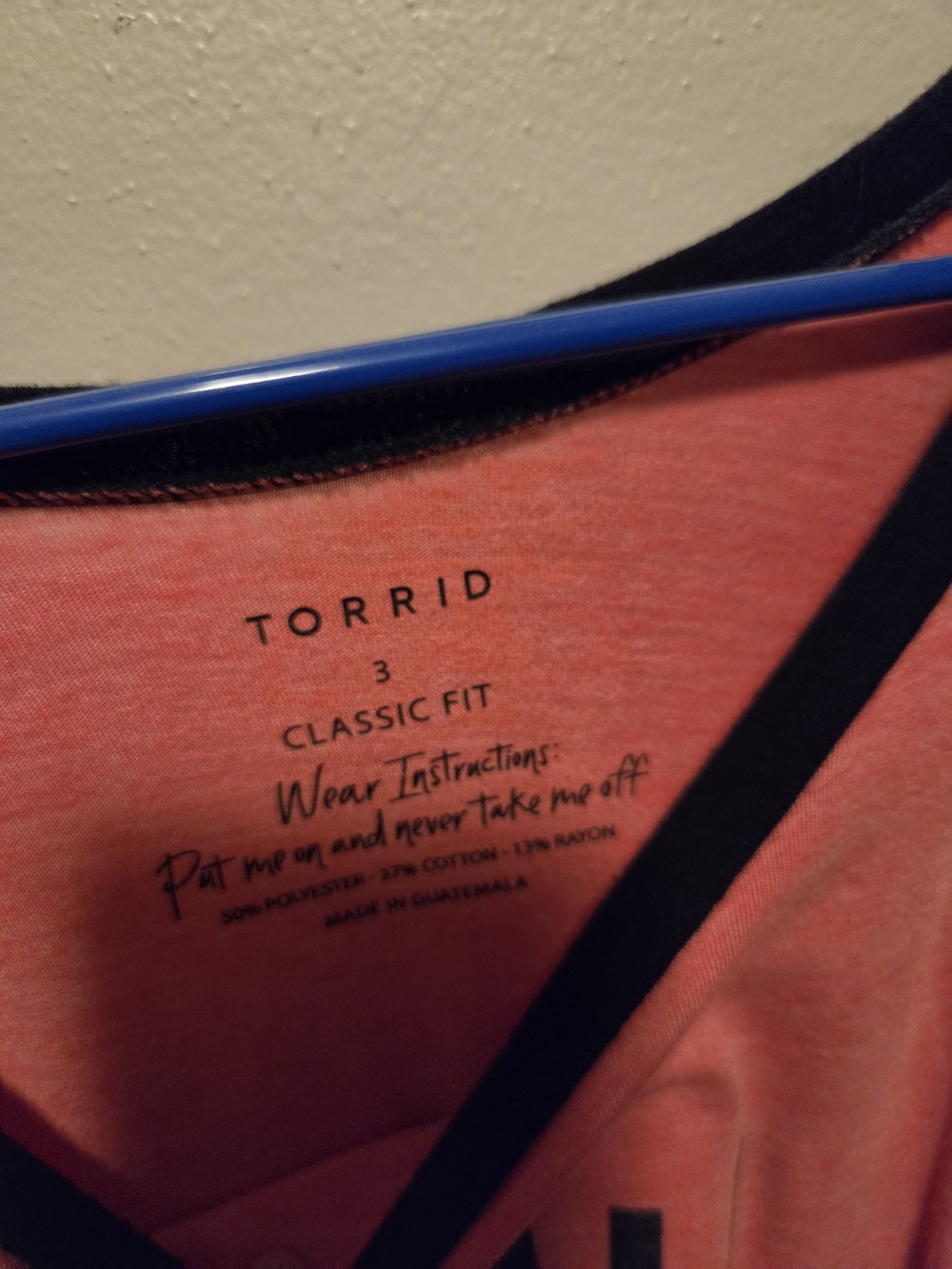 Torrid Coral and Black Raglan Graphic Tee - Picture 4 of 5